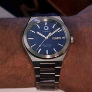 Timex Q Continental Day and Date 39mm Blue SS