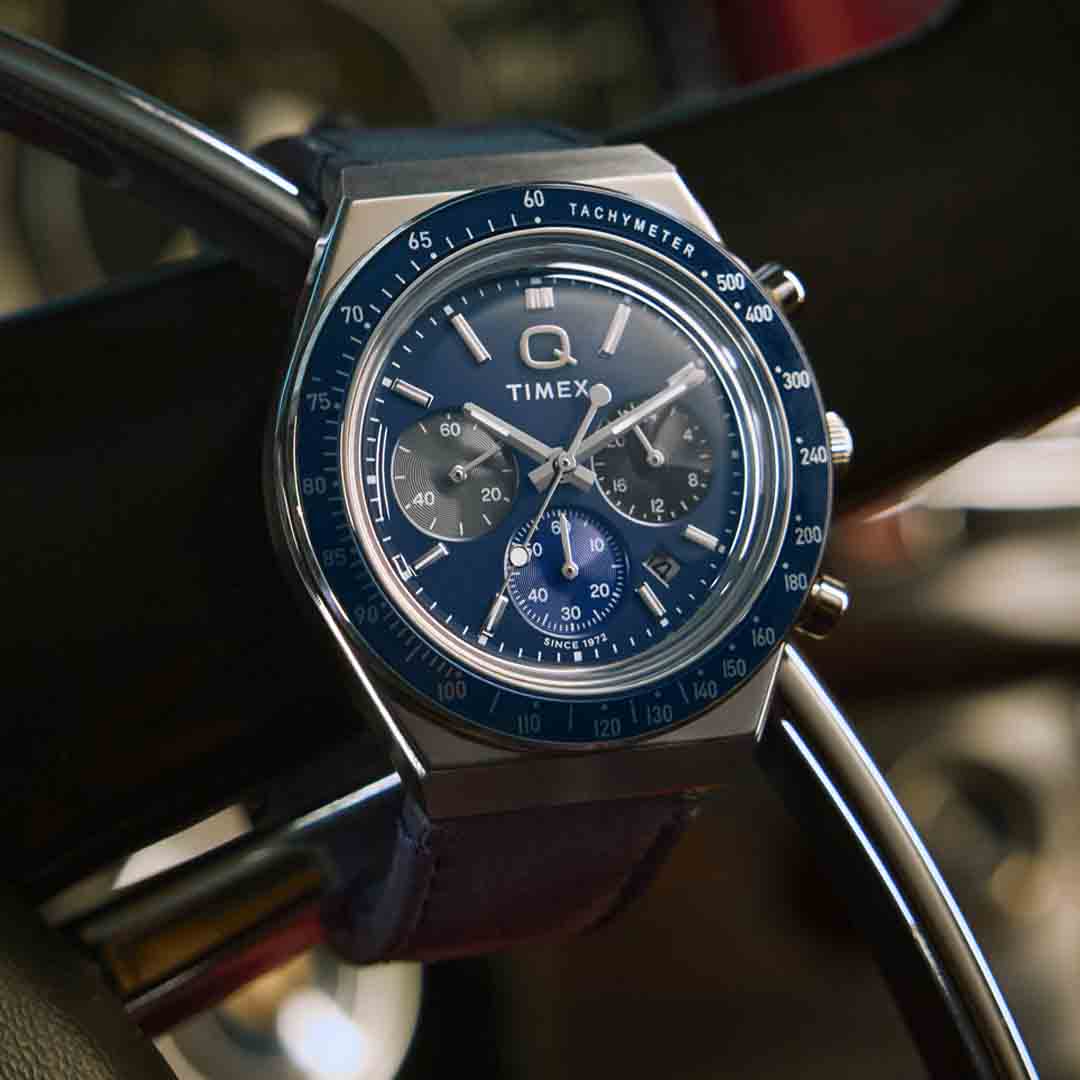 Timex Q Chronograph 40mm Blue | Watches.com