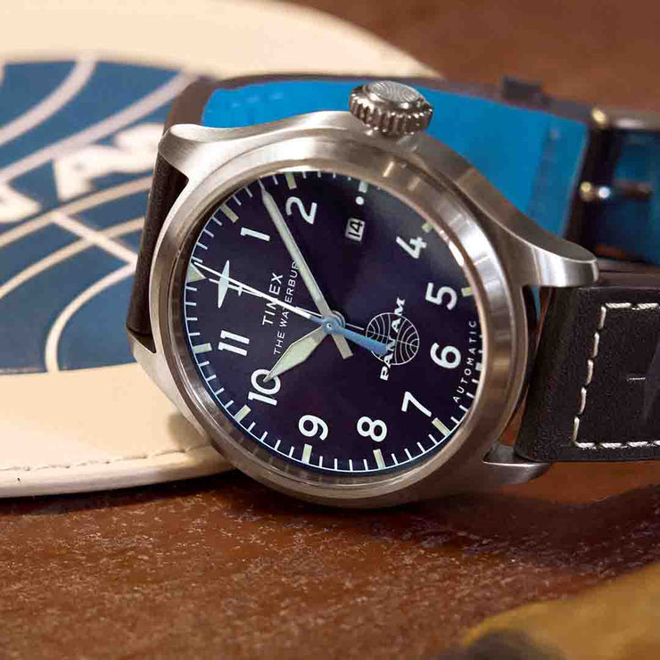 Timex Waterbury Ace Automatic x Pan Am 41mm Blue