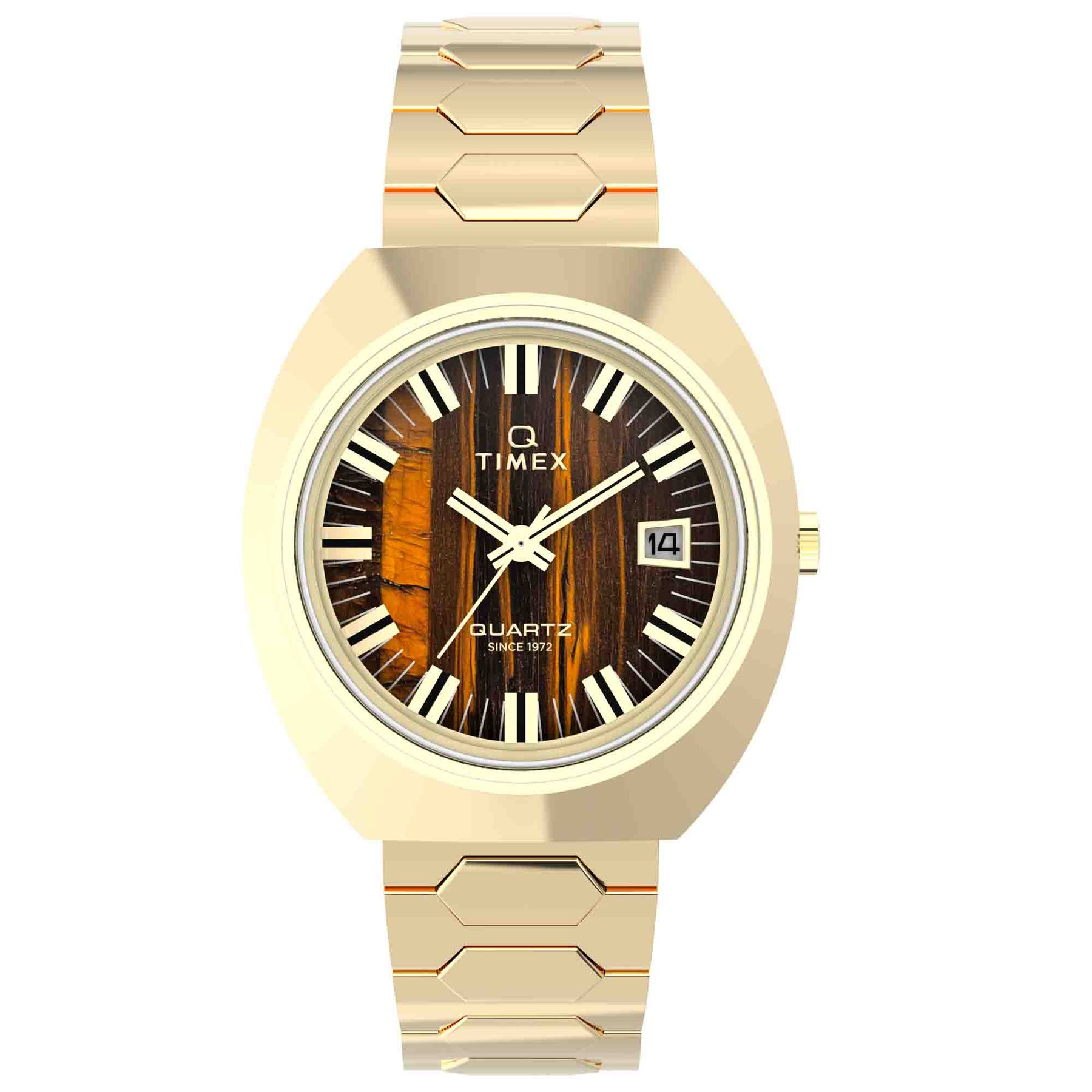 Timex Q 1972 Time Machine Reissue 39mm Tigers Eye SS | Watches.com