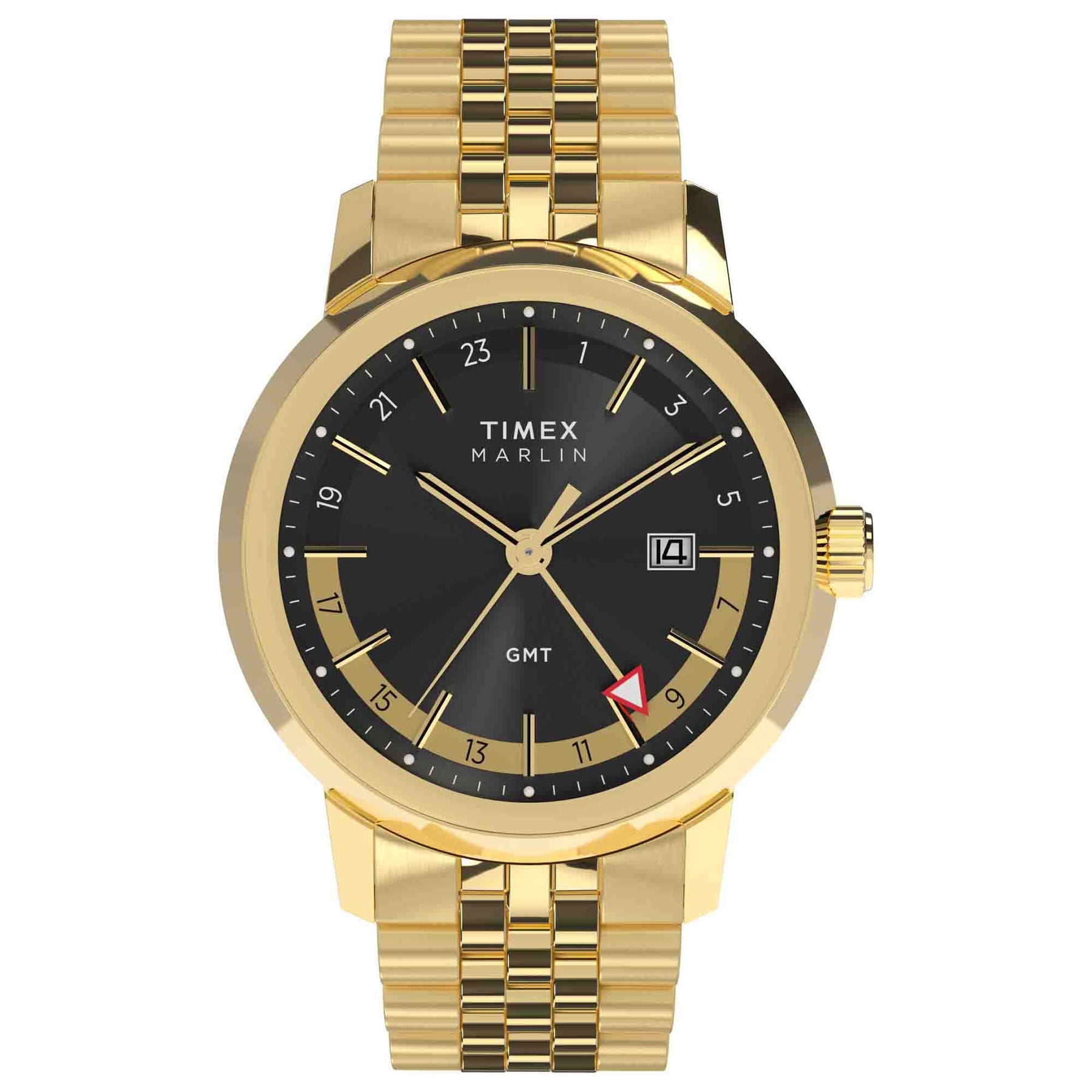 Timex Marlin Quartz GMT 40mm Black Gold SS | Watches.com