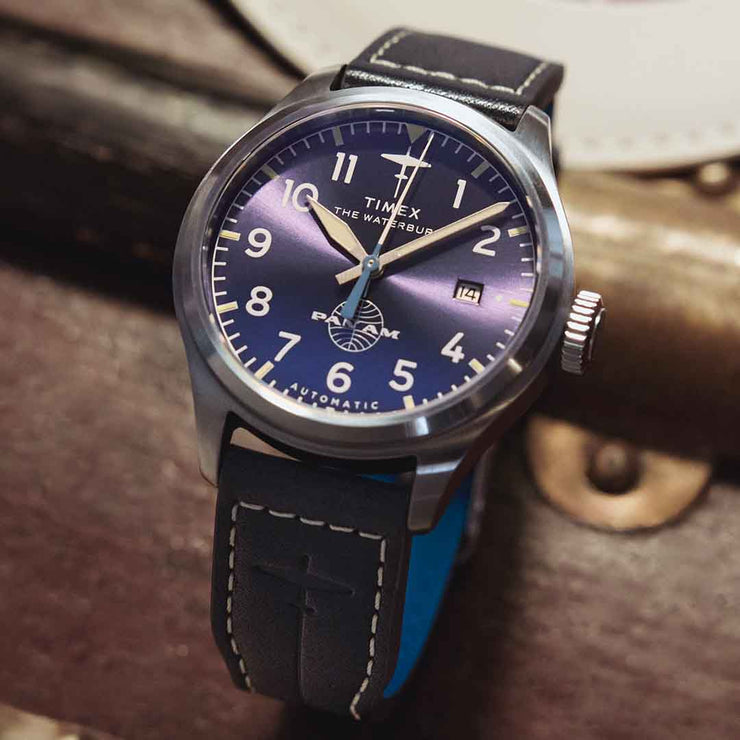Timex Waterbury Ace Automatic x Pan Am 41mm Blue