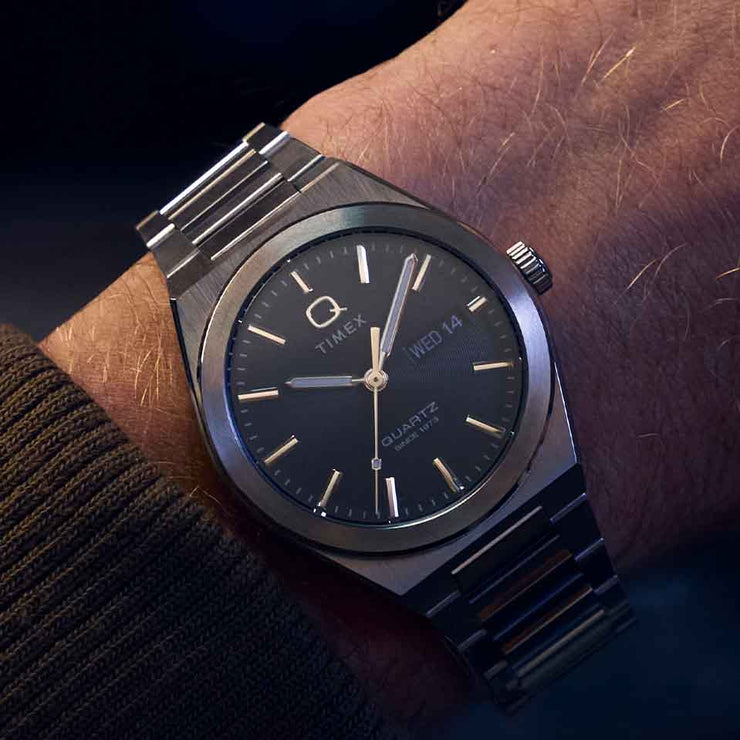 Timex Q Continental Day and Date 39mm Black SS