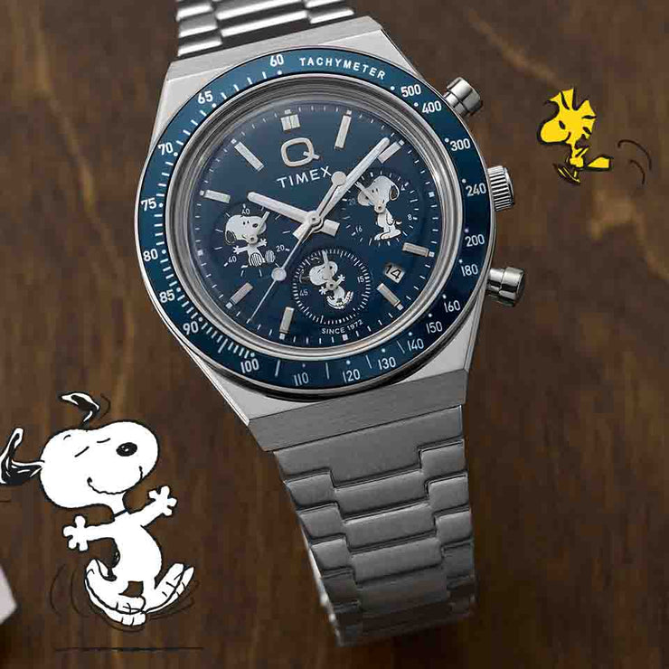 Timex Q Chronograph x Peanuts 40mm Blue SS