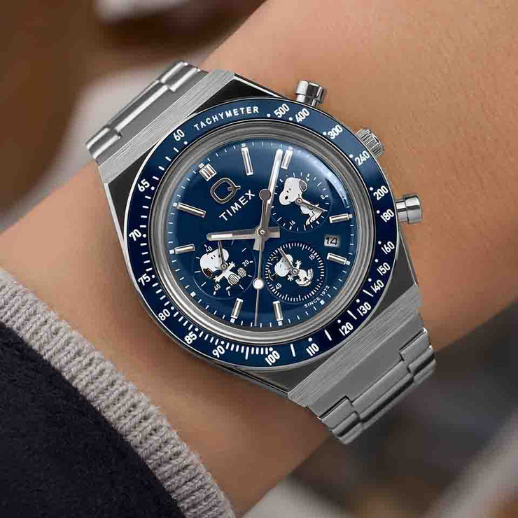Timex Q Chronograph x Peanuts 40mm Blue SS