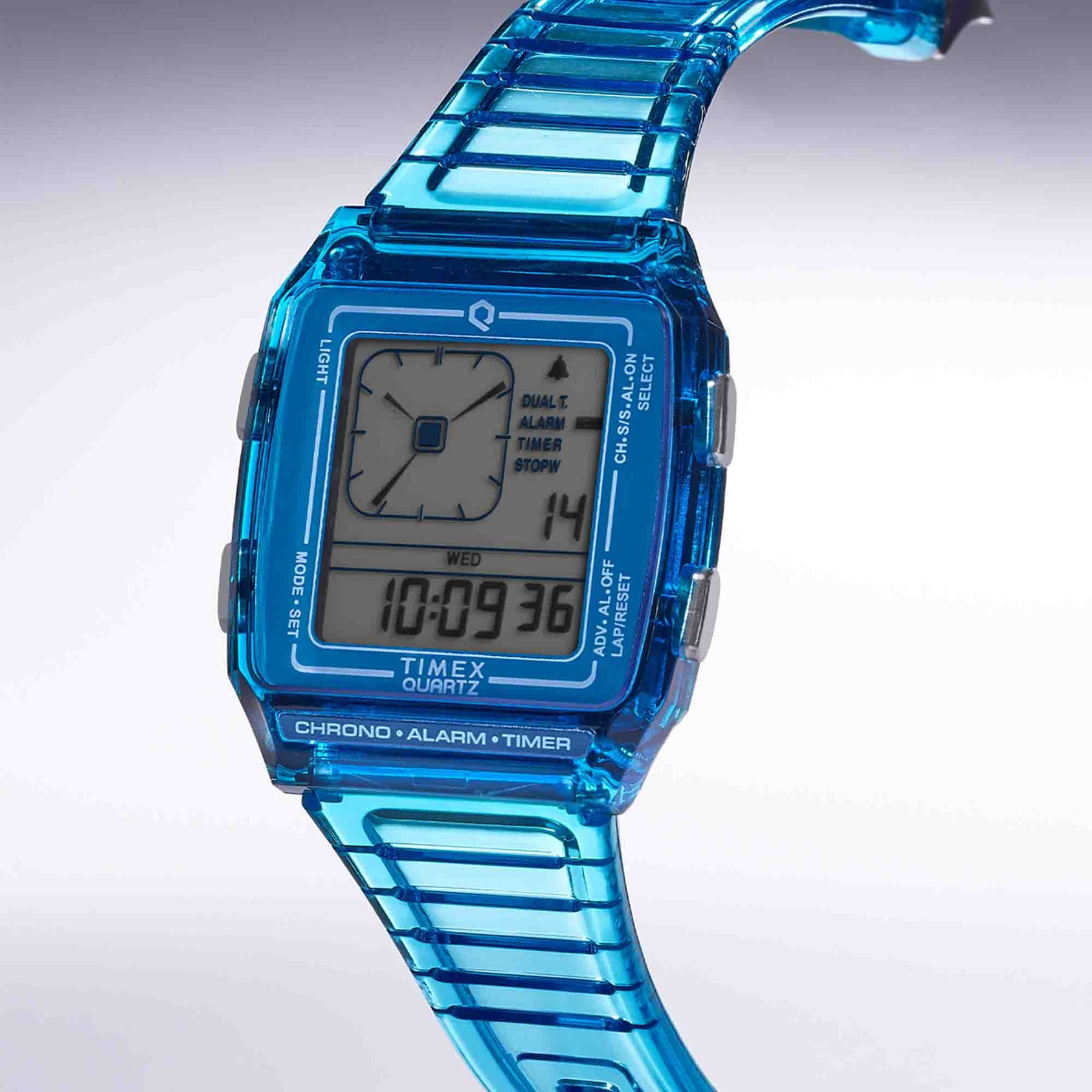 Timex Q LCA 35mm Transparent Blue | Watches.com