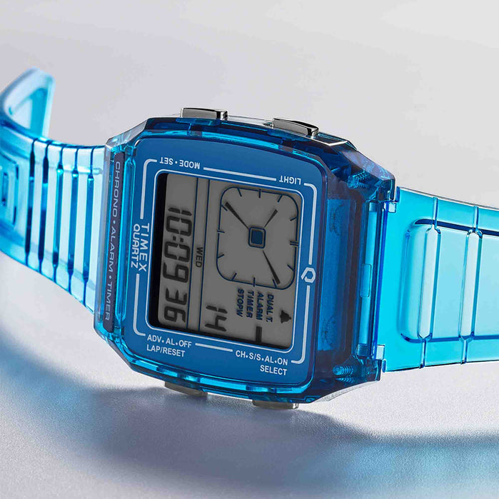 Timex Q LCA 35mm Transparent Blue angled shot picture