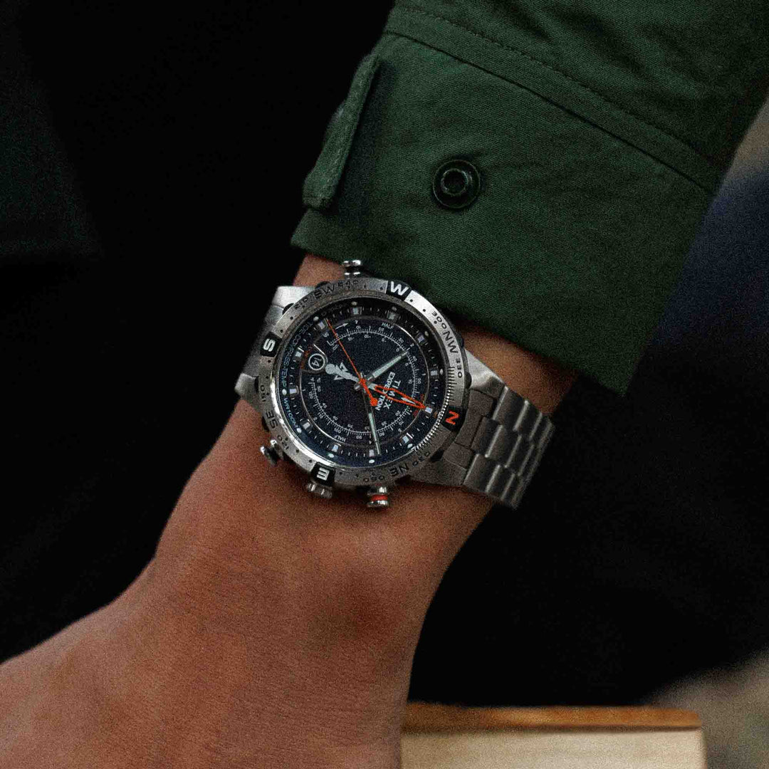 TIMEX　タイメックス　 Expedition E-Compass Timex Expedition Tide-Temp-Compass 45mm Blue SS | Watches.com