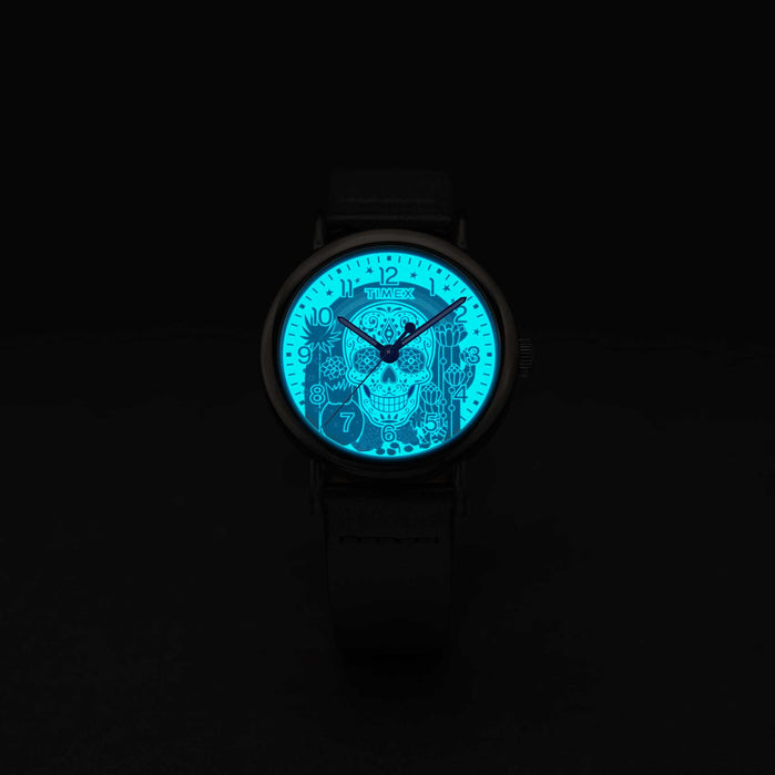 Timex Weekender 40mm Day of the Dead angled shot picture