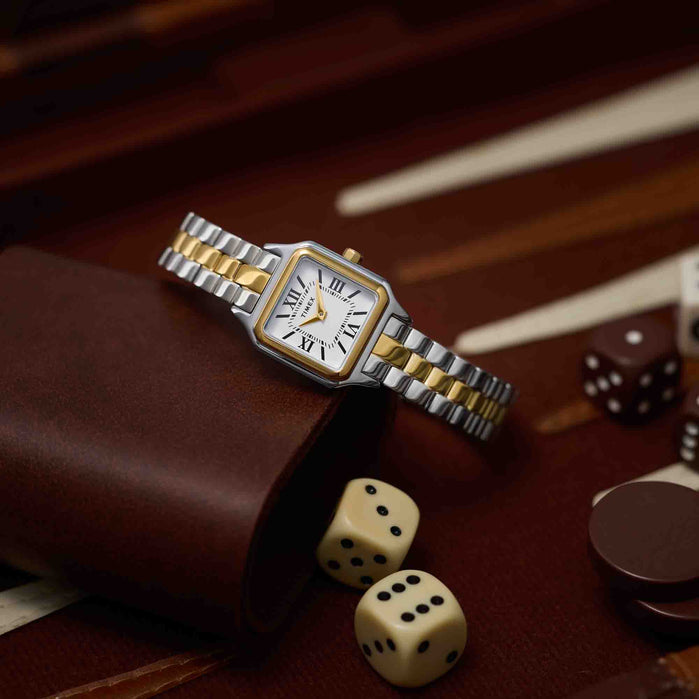 Timex Addison 23mm Silver Gold SS angled shot picture