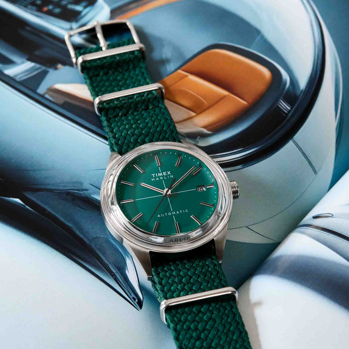 Timex Marlin Jet Automatic 38mm Green angled shot picture