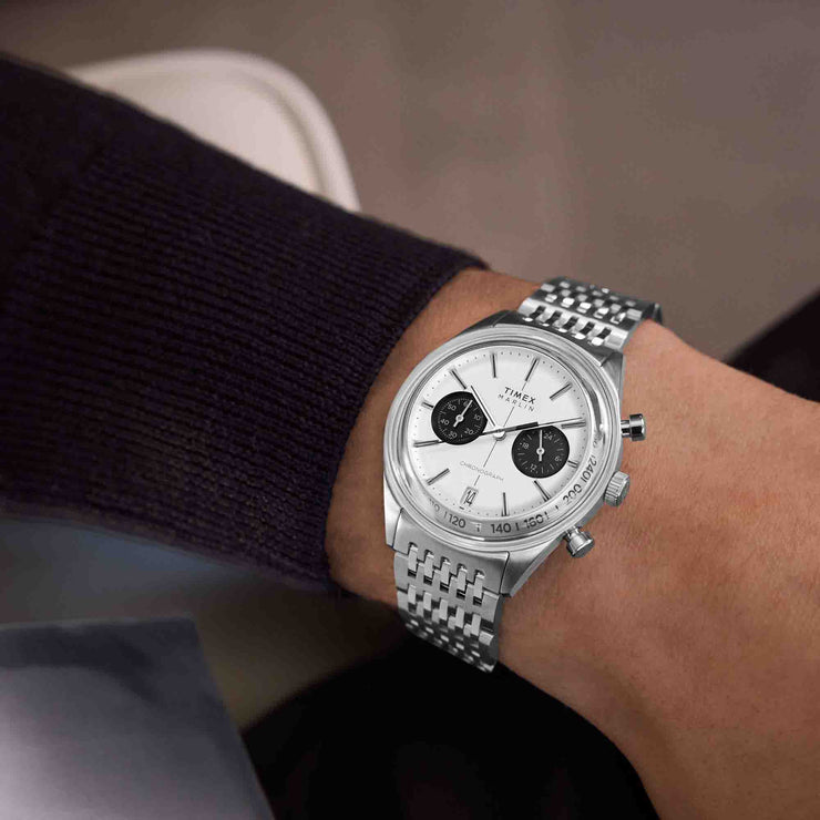 Timex Marlin Jet Quartz Chronograph 40mm White SS