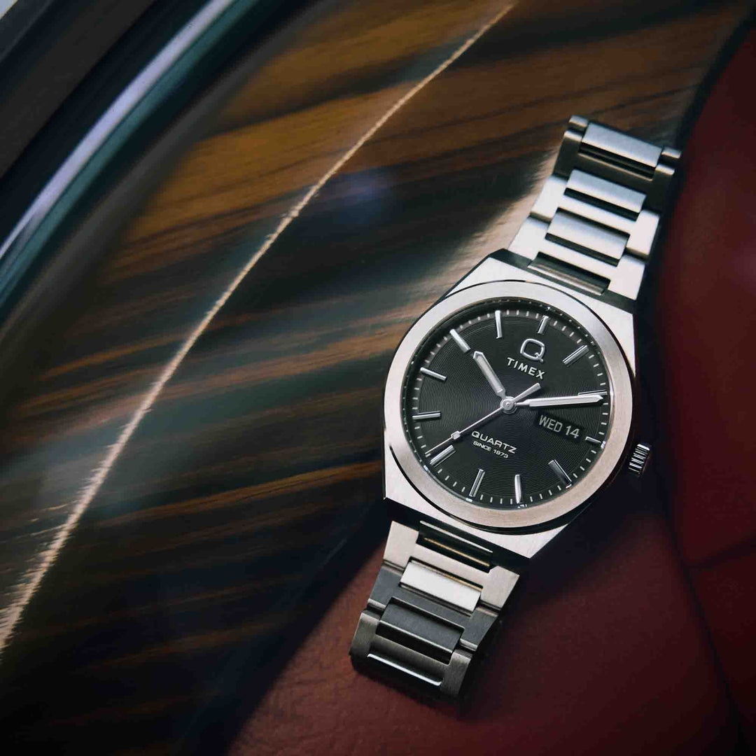 Timex Q Continental Day and Date 39mm Black SS | Watches.com