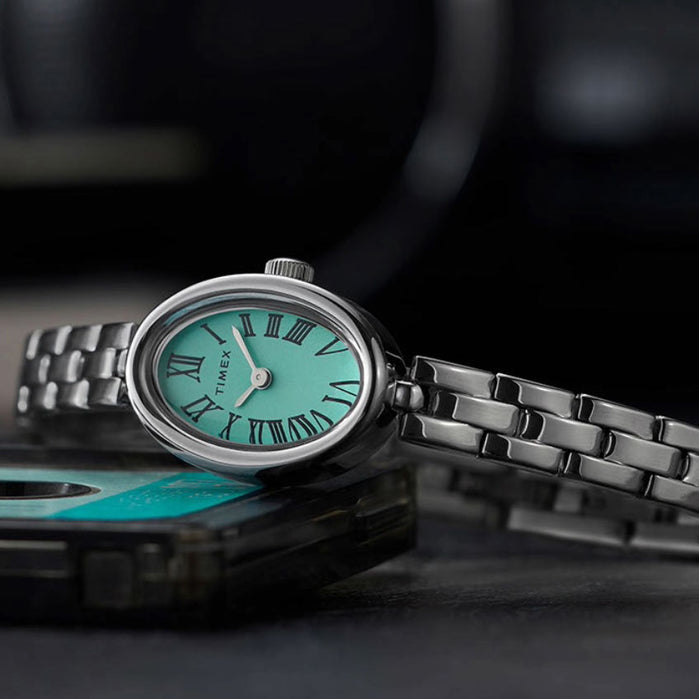 Timex Cavatina 19mm Blue SS angled shot picture