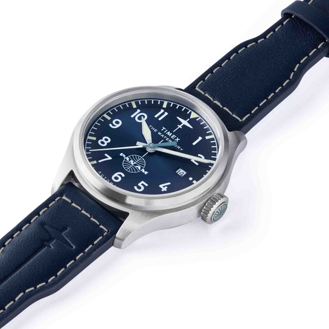 Timex Waterbury Ace Automatic x Pan Am 41mm Blue | Watches.com