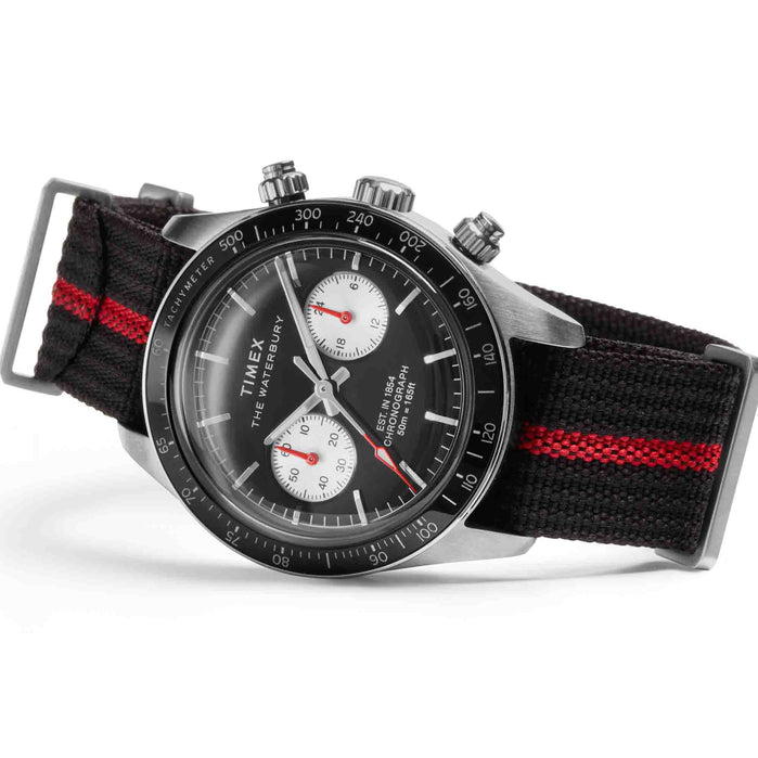 Timex Waterbury Heritage Chronograph 39mm Black angled shot picture