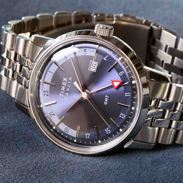 Timex Marlin Quartz GMT 40mm Blue Silver SS