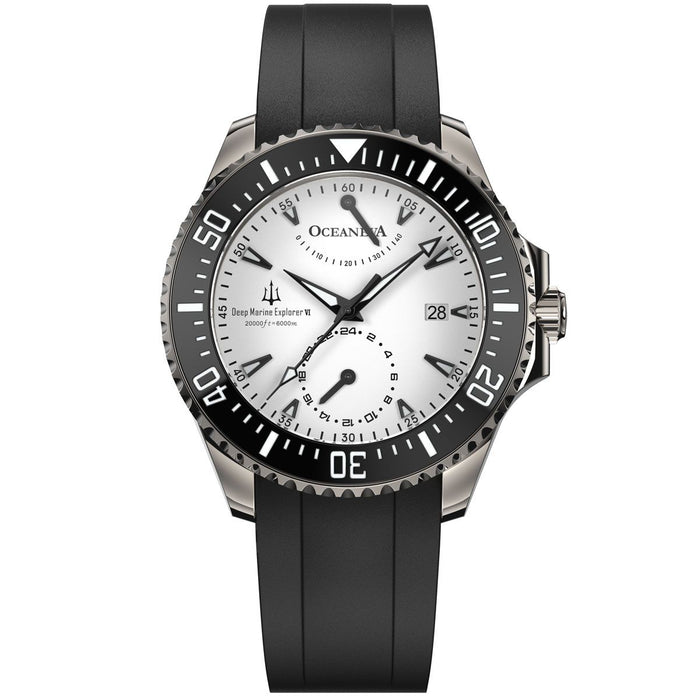Oceaneva Power Reserve 6000m Automatic Grade 5 Titanium Full Lume Orange angled shot picture