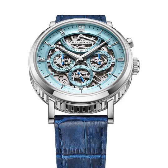 Manufaktur Waldhoff Multimatic Skeleton Automatic Aquamarine angled shot picture