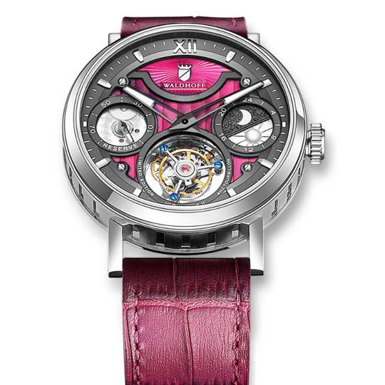 Manufaktur Waldhoff Ultramatic II Tourbillon Burgundy angled shot picture