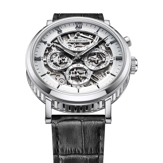 Manufaktur Waldhoff Multimatic Skeleton Automatic Diamond Silver angled shot picture