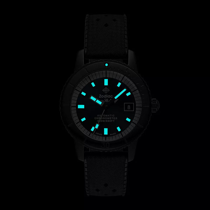 Zodiac Super Sea Wolf Automatic Ceramic Compression Diver Black Blue angled shot picture