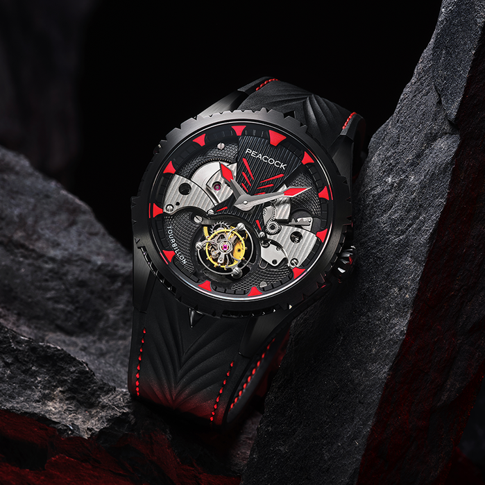Peacock Plume Warrior Tourbillon Red angled shot picture