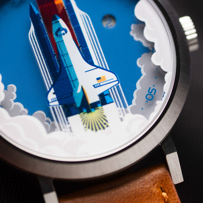 Asterisk Space Shuttle Jump Hour Automatic Limited Edition angled shot picture