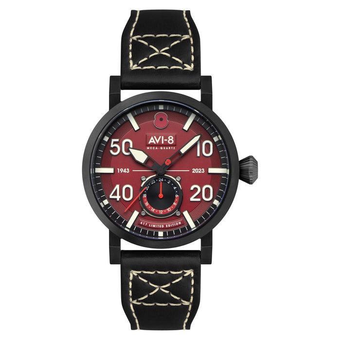 AVI-8 Dambuster 80th Anniversary Royal British Legion Meca-Quartz Limited Edition Merlot Red angled shot picture
