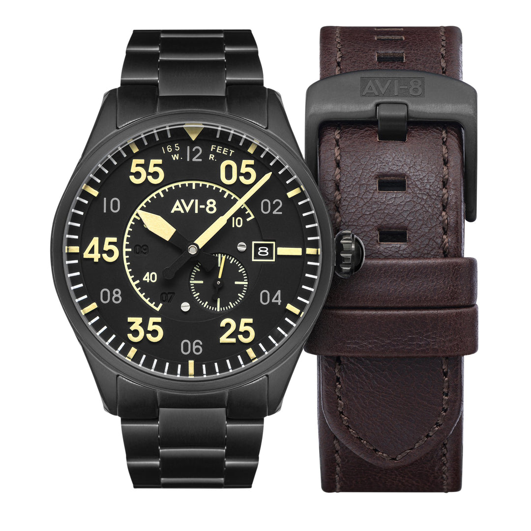 AVI-8 Spitfire Type 300 Automatic Midnight Chrome | Watches.com