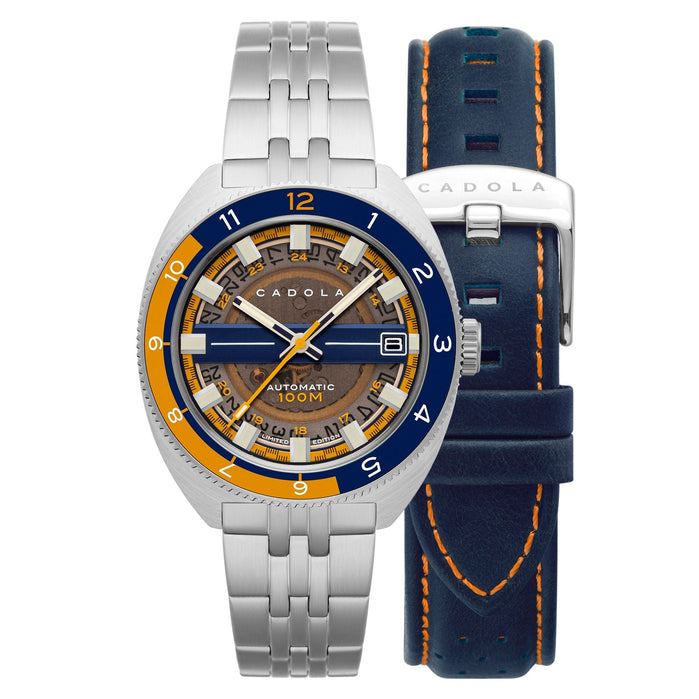 Cadola 1977 Automatic Blue Orange Limited Edition angled shot picture