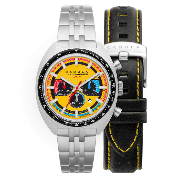 Cadola 1977 Chronograph Limited Edition Hazard Yellow angled shot picture