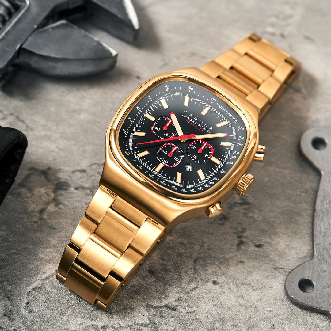Cadola Hulme Chronograph Black Gold | Watches.com