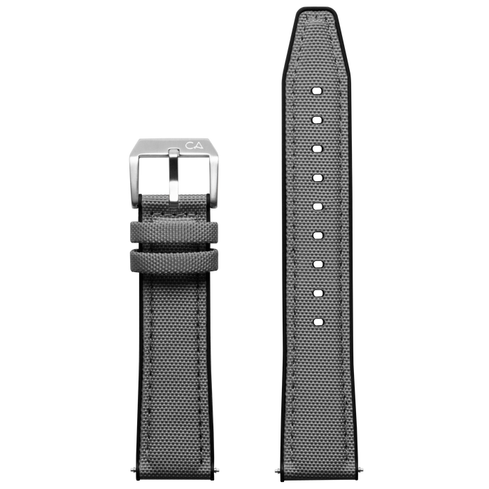 California Watch Co. 20mm Gray Nylon Rubber Hybrid Strap angled shot picture