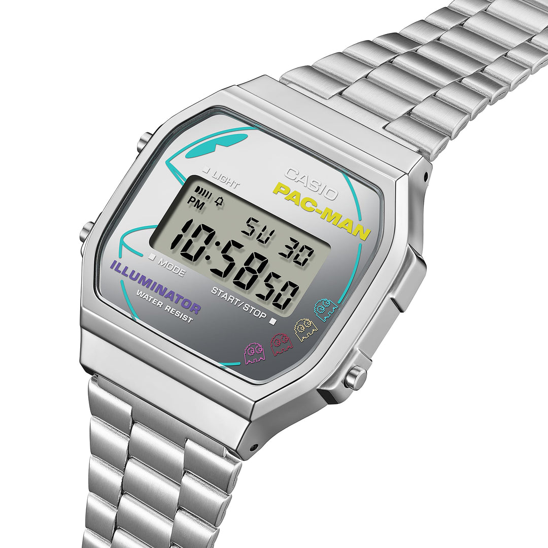 Casio Vintage A168WE Pac-Man Anniversary Digital Silver | Watches.com