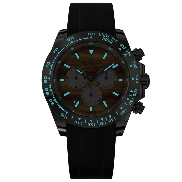 Oceaneva WaveRacer 1000M Grade 5 Titanium Automatic Chrono Tigers Eye Limited Edition angled shot picture