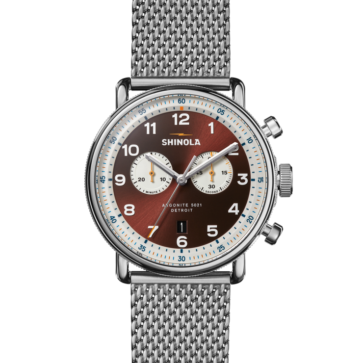 Shinola Canfield C56 Chrono 43mm Silver SS Whiskey