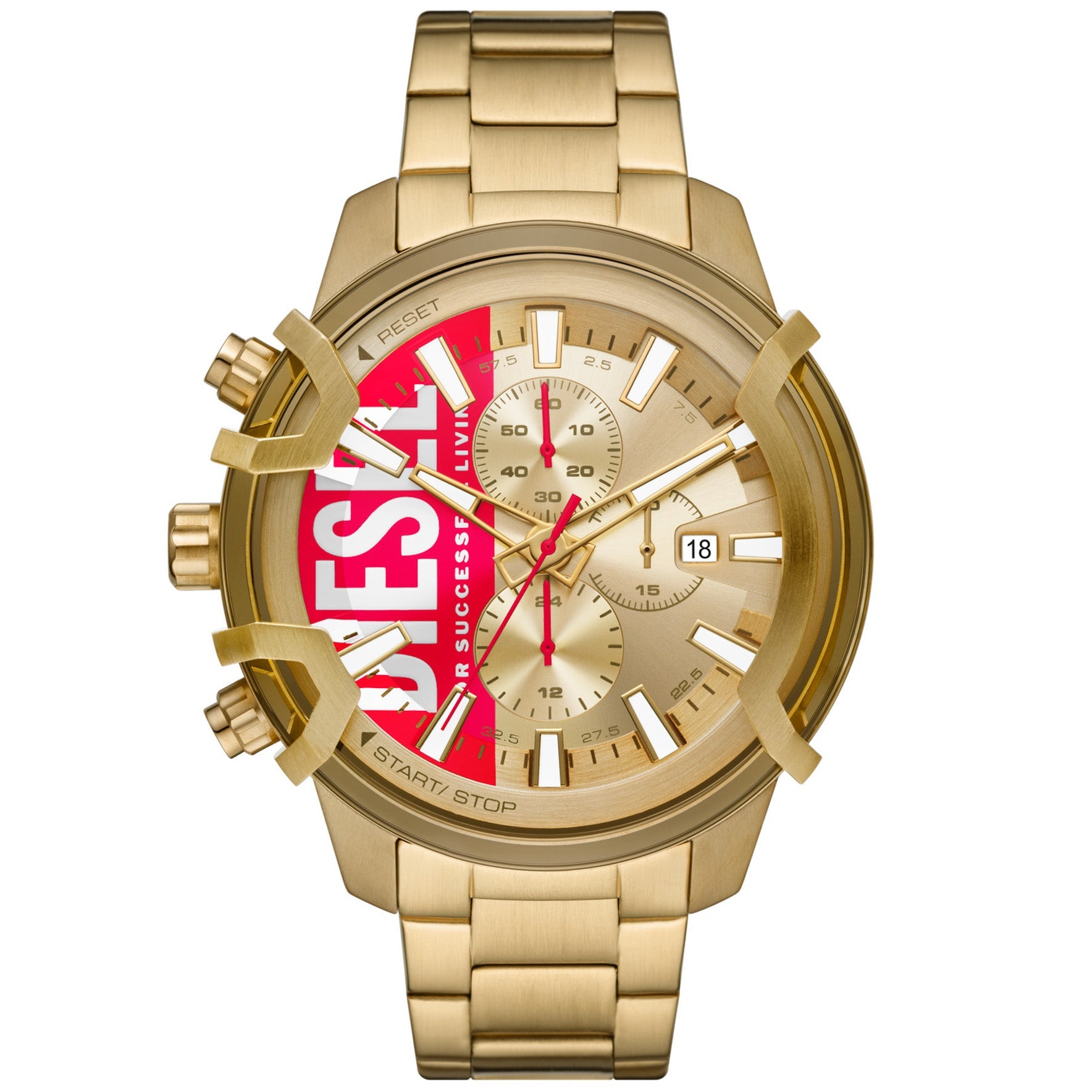 DIESEL クロノグラフ 腕時計 ホワイト/ゴールド Diesel DZ4595 Griffed Chrono Gold SS | Watches.com