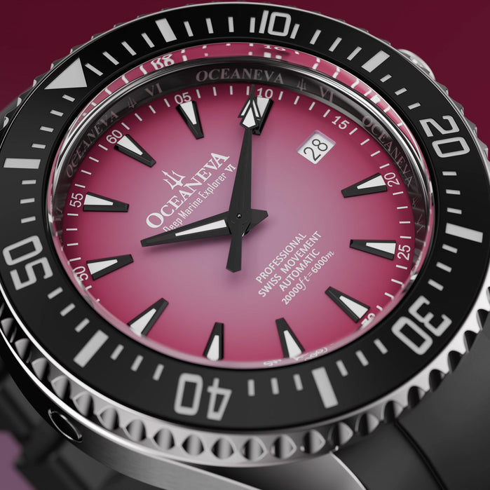 Oceaneva Deep Marine Explorer VI Titanium Automatic 6000m Purple Burst angled shot picture