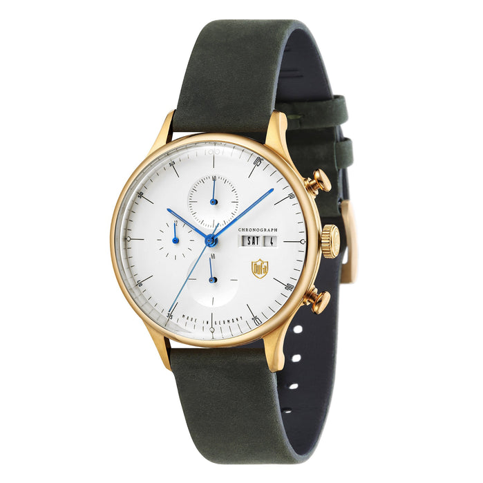 DuFa Van Der Roche Barcelona Chronograph Gold angled shot picture