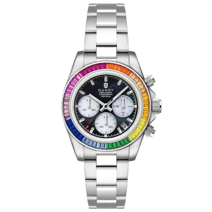 Duxot Accelero Rainbow Chronograph Pearl Black angled shot picture
