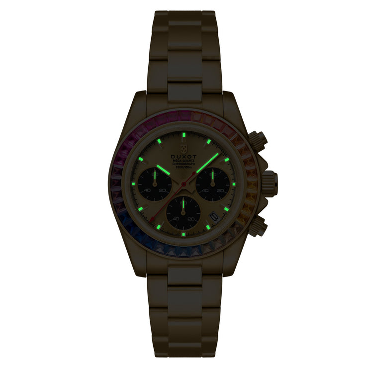 Duxot Accelero Rainbow Chronograph Sunray Gold - Watches.com - DX - 2064 - 44
