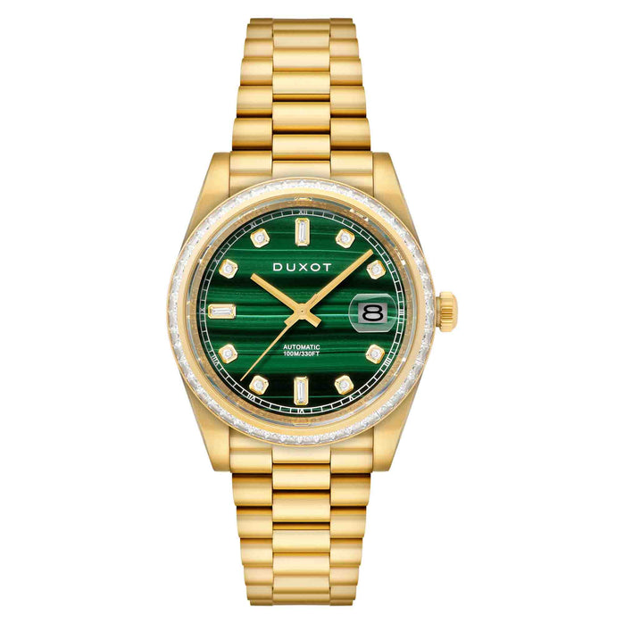 Duxot Serenata Rainbow Diver Automatic Malachite Limited Edition angled shot picture