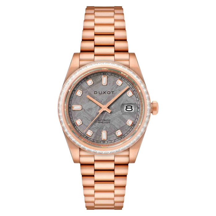 Duxot Serenata Rainbow Diver Automatic Rose Gold Meteorite Limited Edition angled shot picture
