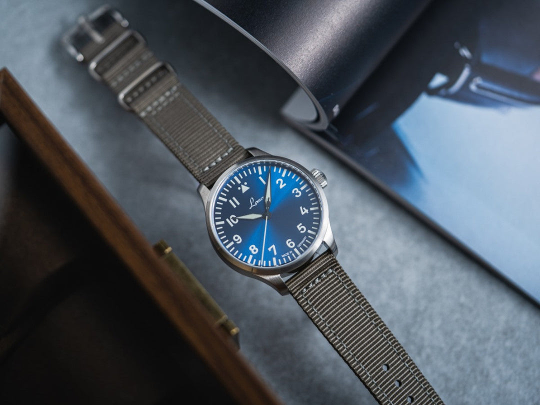 Laco Augsburg Blaue Stunde 42 nylon bracelet | Blue Dial – Watches.com