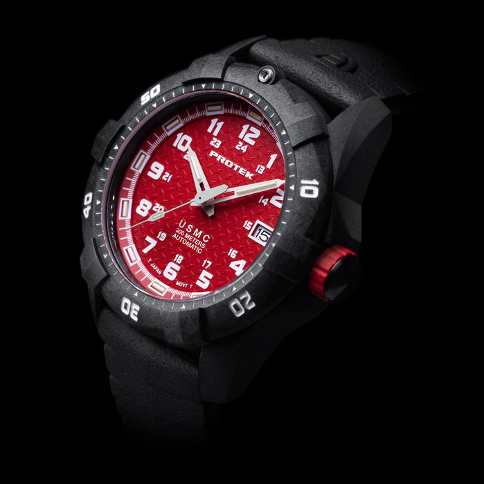 ProTek Carbon USMC Dive 1212 Automatic Red angled shot picture
