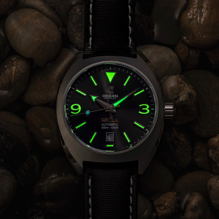 Ocean Crawler Field Crawler Automatic Rhodium Specter Limited Edition angled shot picture