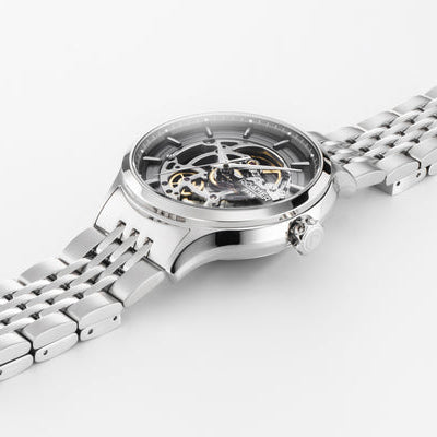 Roamer Competence Skeleton IV Automatic Black SS angled shot picture