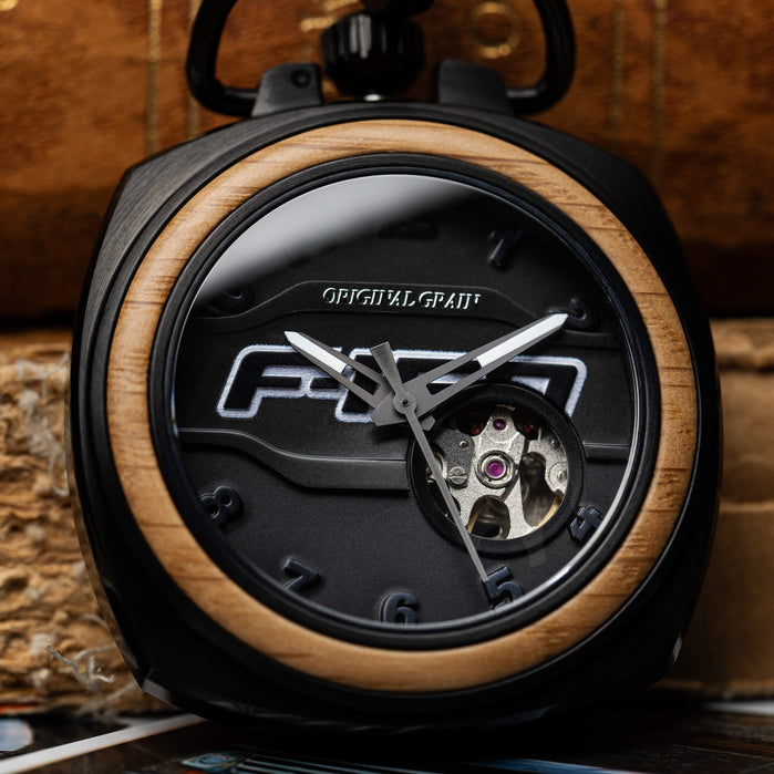 Original Grain Ford F-150 Automatic Pocketwatch Oak angled shot picture