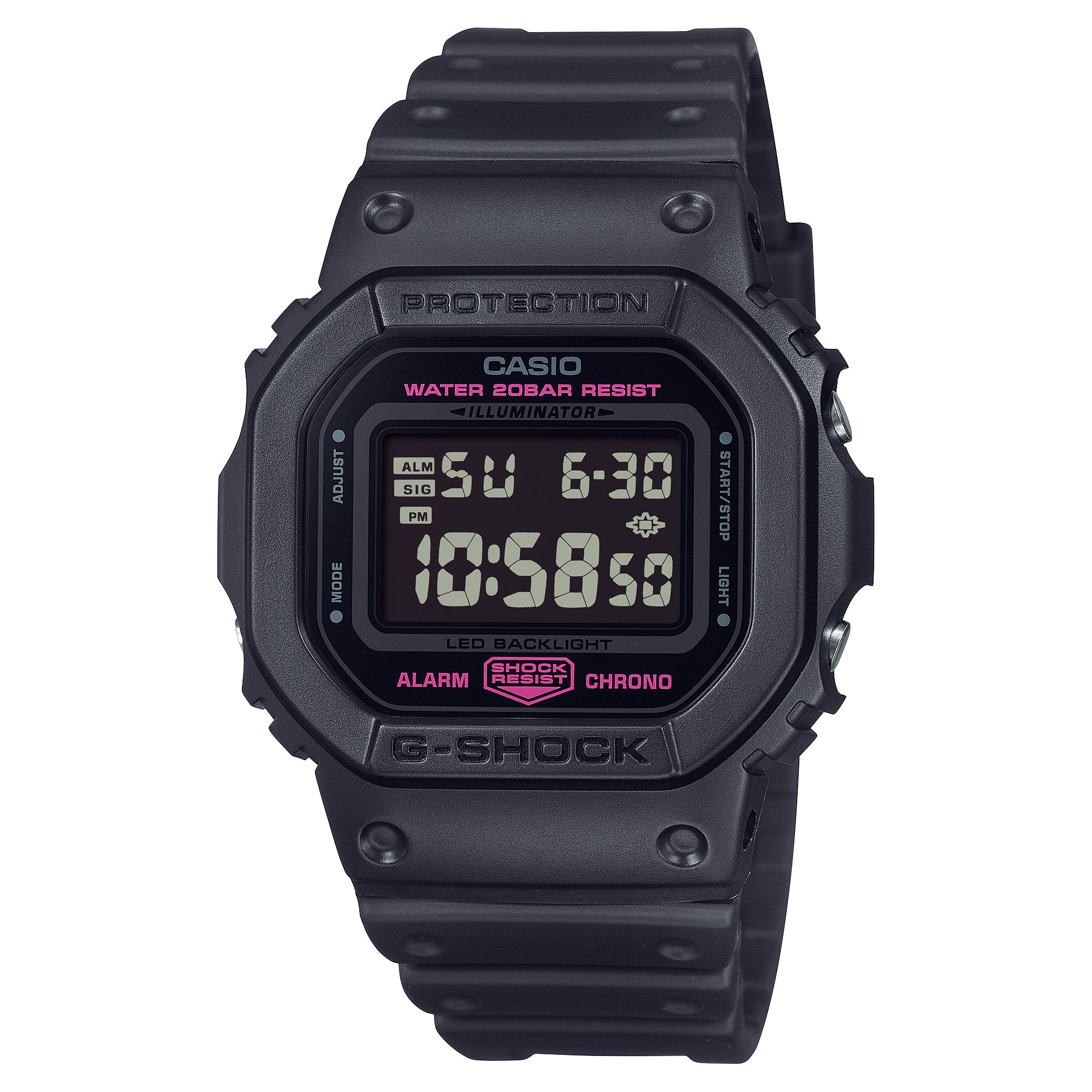 G-Shock DW5600 Digital Black Pink Ribbon - Main Image